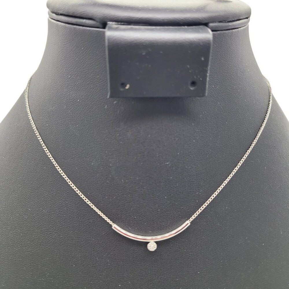 Vtg Artistry Sterling Silver Necklace With Diamond Chip Pendant 2.03gr 15.25"